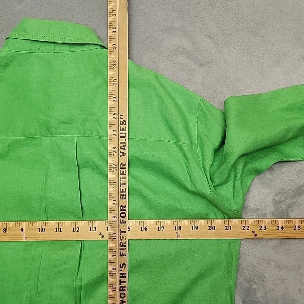Westbound Shirt Womens PM Green 100% Linen Long Sleeve Button Up‎ Casual Classic